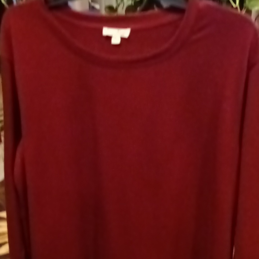 FINAL PRICE Jane & Delancey burgundy l/s shirt w curved hem 1X - Picture 5 of 6